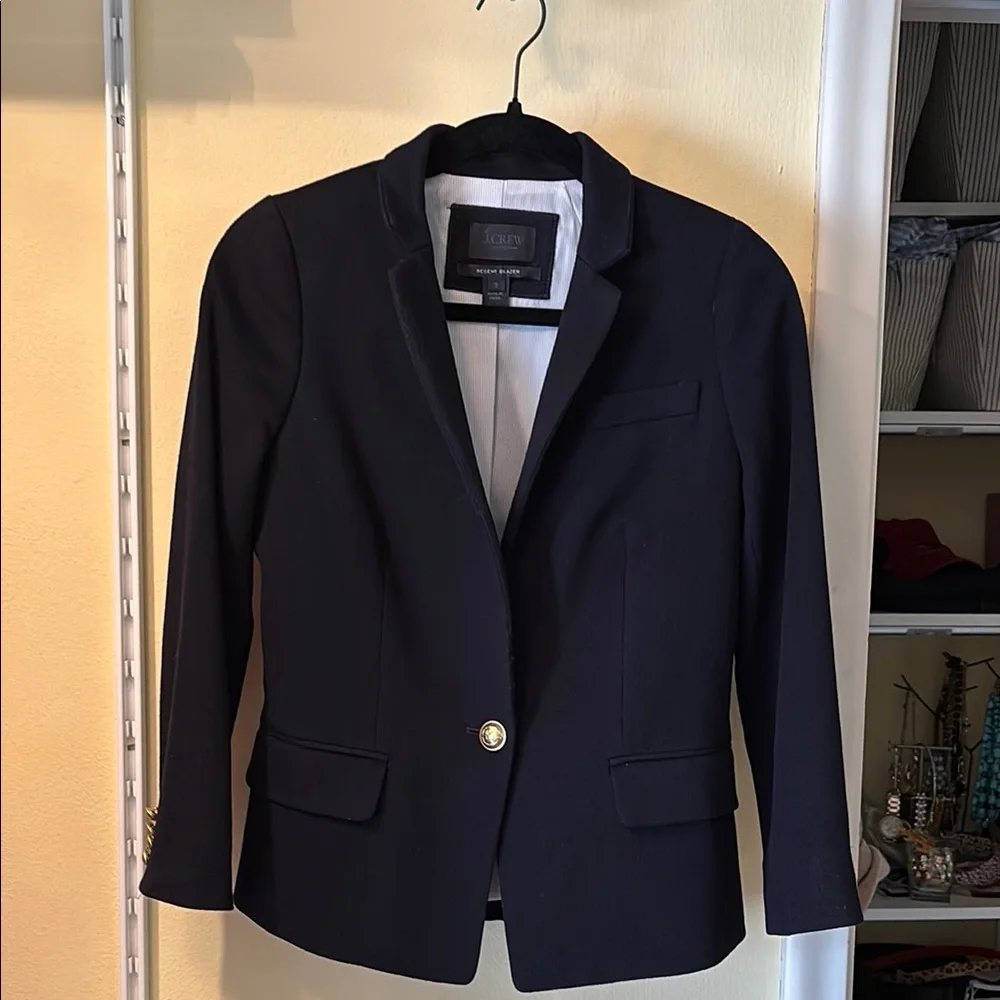 J Crew Collection Women's Navy Single-Button Cashmere Blazer - Picture 1 of 6